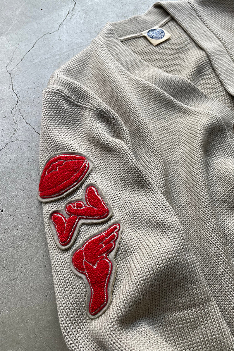 50'S LETTERED CARDIGAN / BEIGE [SIZE: L USED]