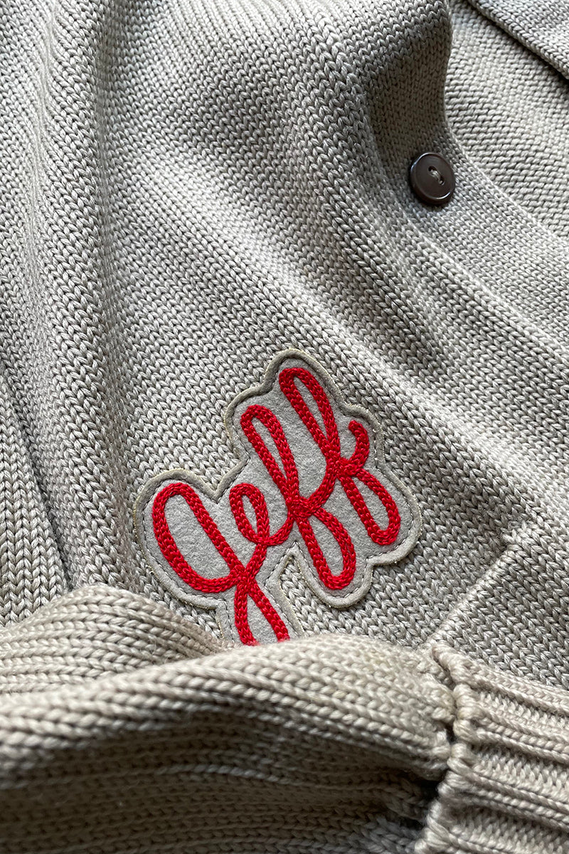 50'S LETTERED CARDIGAN / BEIGE [SIZE: L USED]