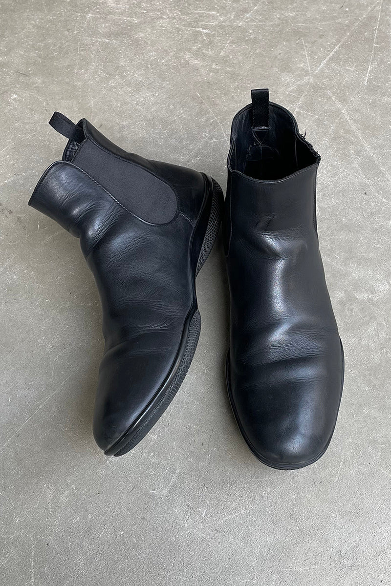 MADE IN ITALY SIDE GOA LEATHER BOOTS / BLACK [SIZE: US9.5(27.5cm相当) USED]