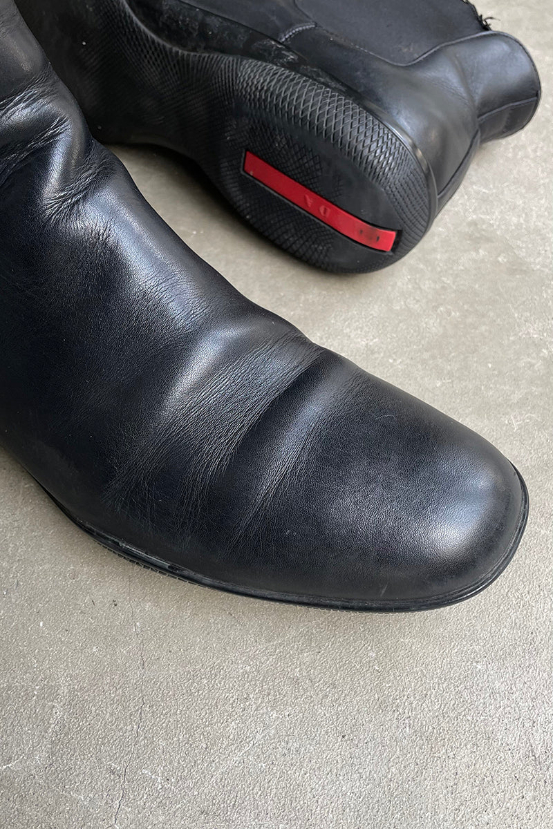 MADE IN ITALY SIDE GOA LEATHER BOOTS / BLACK [SIZE: US9.5 (approx. 27.5cm) USED]