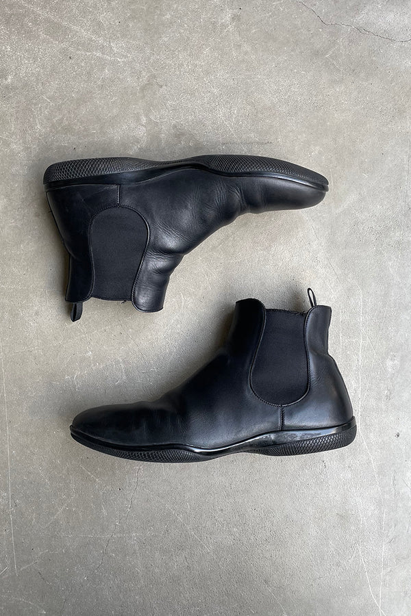 MADE IN ITALY SIDE GOA LEATHER BOOTS / BLACK [SIZE: US9.5(27.5cm相当) USED]