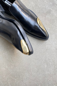 MADE IN ITALY 22AW METAL CAP POINTED TOE LOAFERS / BLACK [SIZE: 40 (25.0cm相当) NOS/DEADSTOCK]