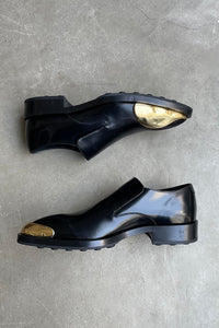 MADE IN ITALY 22AW METAL CAP POINTED TOE LOAFERS / BLACK [SIZE: 40 (25.0cm相当) NOS/DEADSTOCK]