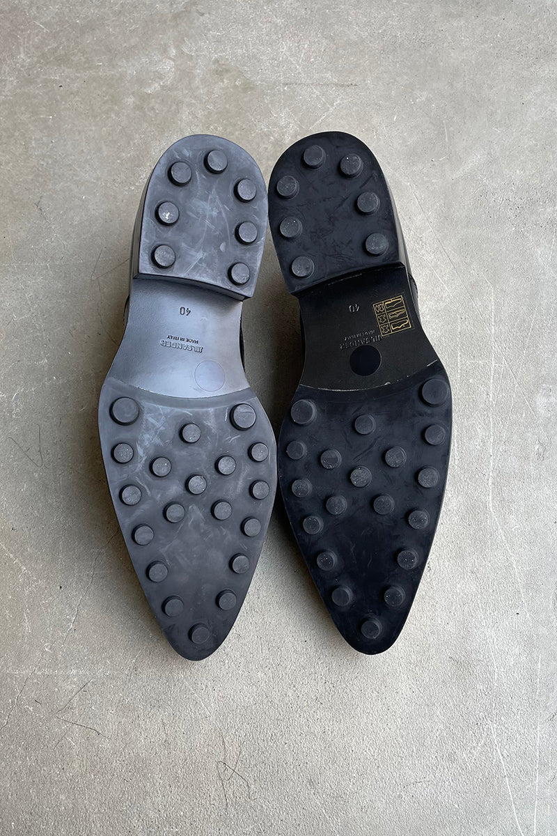MADE IN ITALY 22AW METAL CAP POINTED TOE LOAFERS / BLACK [SIZE: 40 (25.0cm相当) NOS/DEADSTOCK]