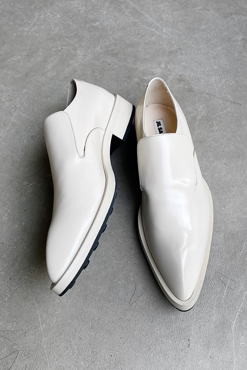 MADE IN ITALY LEATHER 22AW POINTED TOE LOAFERS / WHITE [SIZE: 40 (25.0cm相当) NOS/DEADSTOCK]