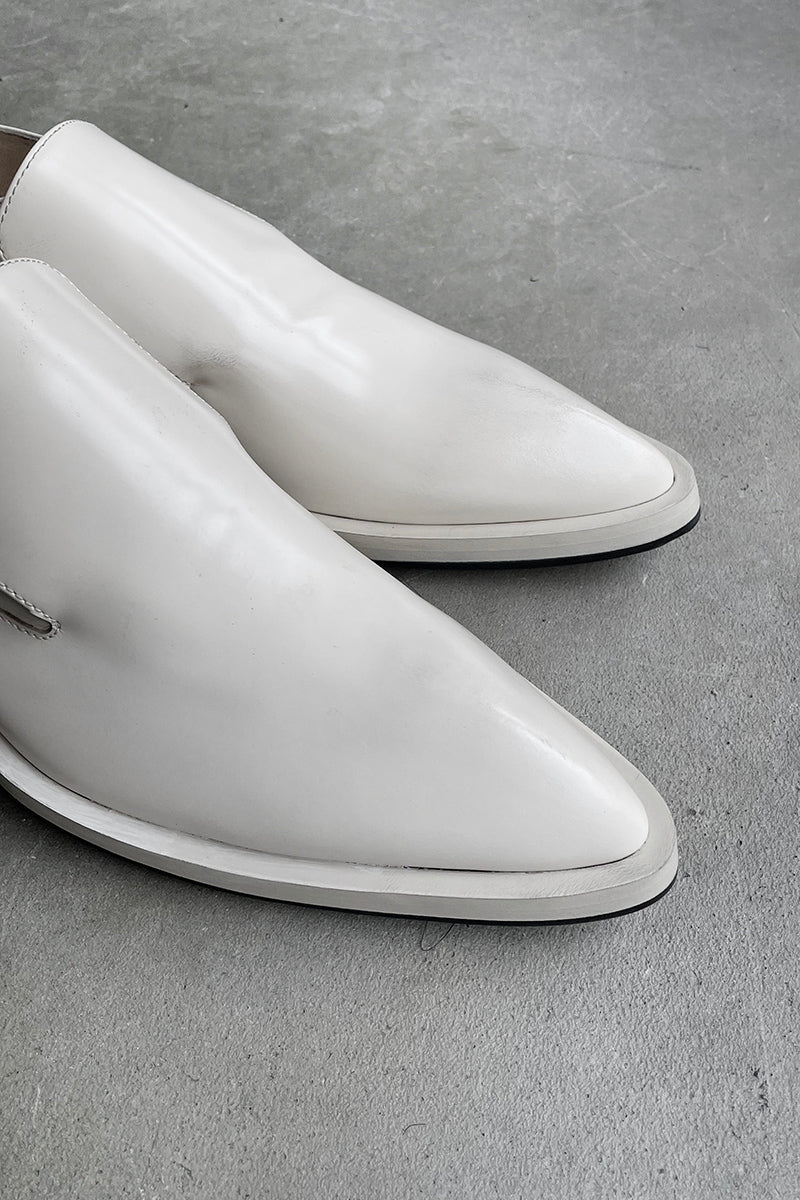MADE IN ITALY LEATHER 22AW POINTED TOE LOAFERS / WHITE [SIZE: 40 (25.0cm相当) NOS/DEADSTOCK]