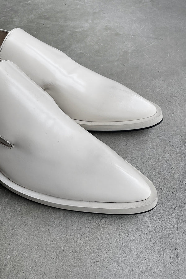 MADE IN ITALY LEATHER 22AW POINTED TOE LOAFERS / WHITE [SIZE: 40 (25.0cm相当) NOS/DEADSTOCK]