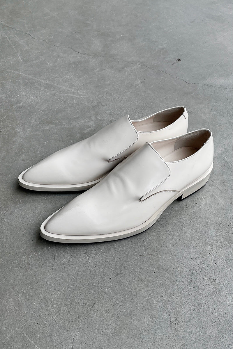 MADE IN ITALY LEATHER 22AW POINTED TOE LOAFERS / WHITE [SIZE: 40 (25.0cm相当) NOS/DEADSTOCK]
