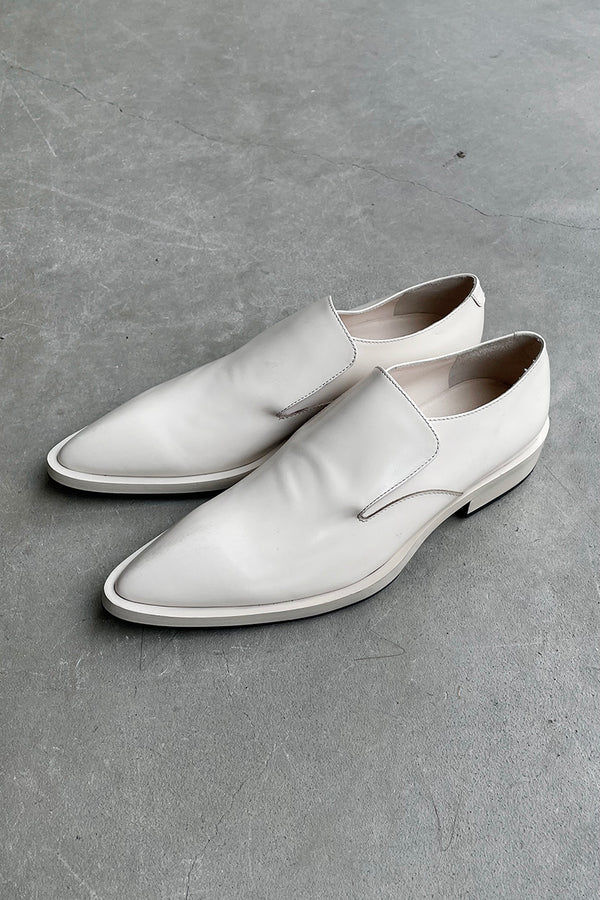 MADE IN ITALY LEATHER 22AW POINTED TOE LOAFERS / WHITE [SIZE: 40 (25.0cm相当) NOS/DEADSTOCK]