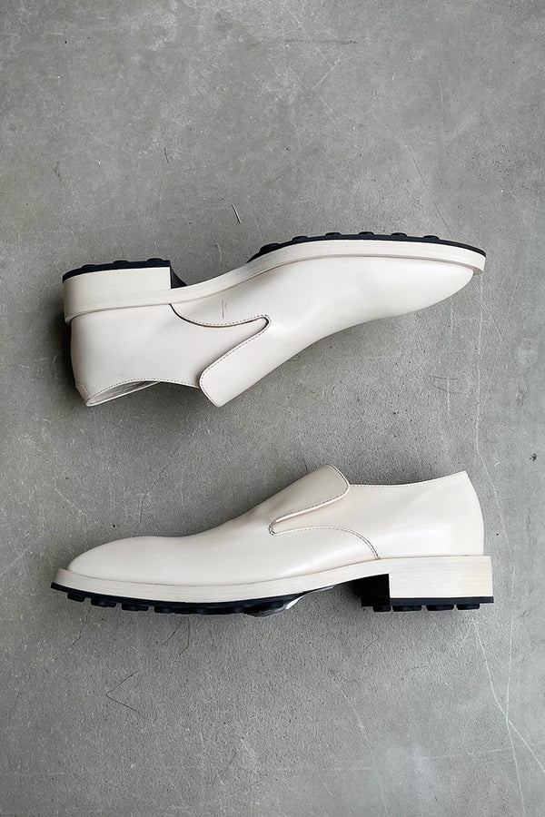 MADE IN ITALY LEATHER 22AW POINTED TOE LOAFERS / WHITE [SIZE: 40 (25.0cm相当) NOS/DEADSTOCK]