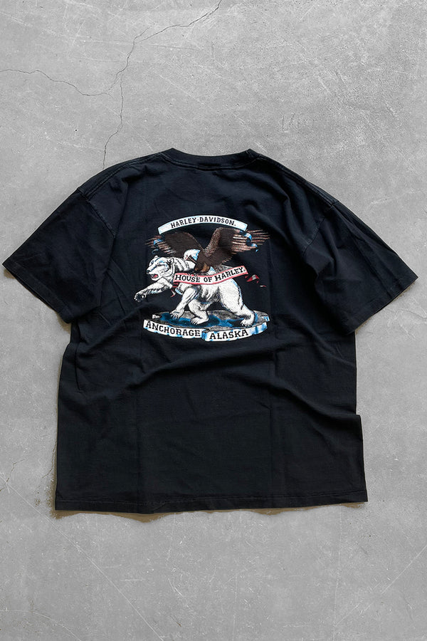 MADE IN USA 92'S ANCHORAGE MOTORCYCLE T-SHIRT / BLACK [SIZE: L USED]