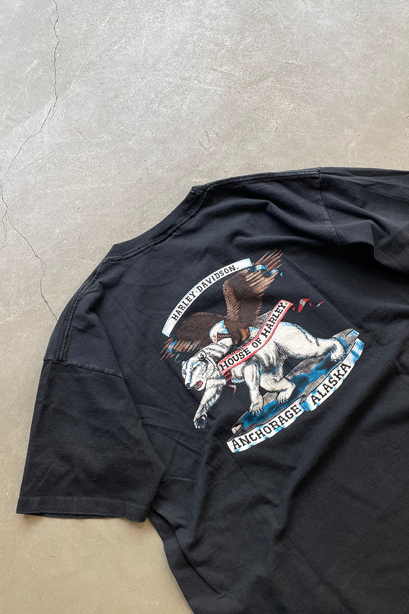 MADE IN USA 92'S ANCHORAGE MOTORCYCLE T-SHIRT / BLACK [SIZE: L USED]