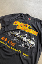 画像をギャラリービューアに読み込む, MADE IN USA 90&#39;S RIDE OUT T-SHIRT / BLACK [SIZE: L USED]
