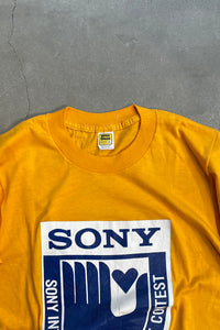 MADE IN USA 80'S SONY ADVERTISING T-SHIRT / YELLOW [SIZE: M USED]