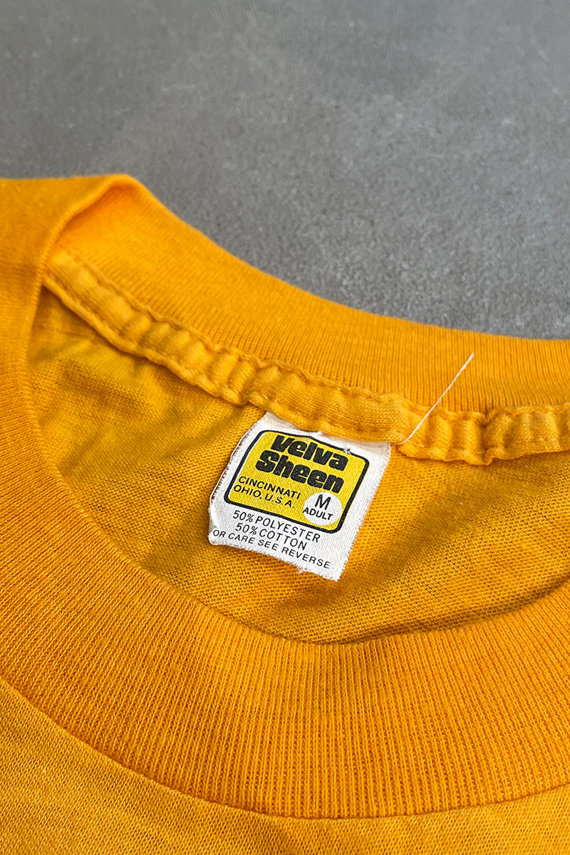 MADE IN USA 80'S SONY ADVERTISING T-SHIRT / YELLOW [SIZE: M USED]