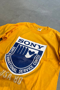 MADE IN USA 80'S SONY ADVERTISING T-SHIRT / YELLOW [SIZE: M USED]