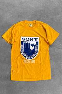 MADE IN USA 80'S SONY ADVERTISING T-SHIRT / YELLOW [SIZE: M USED]