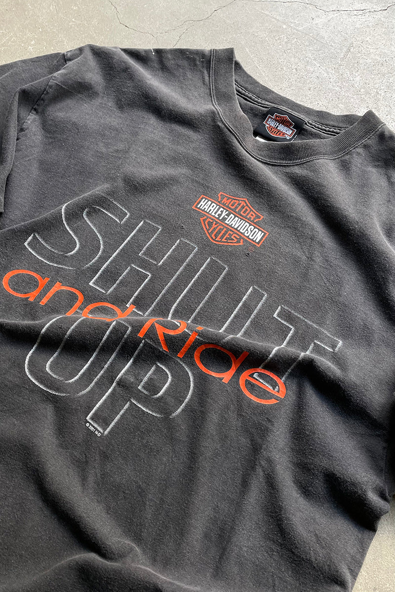 MADE IN USA 01'S SHUT UP AND RIDE T-SHIRT / BLACK [SIZE: L USED]