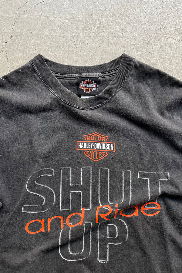 MADE IN USA 01'S SHUT UP AND RIDE T-SHIRT / BLACK [SIZE: L USED]