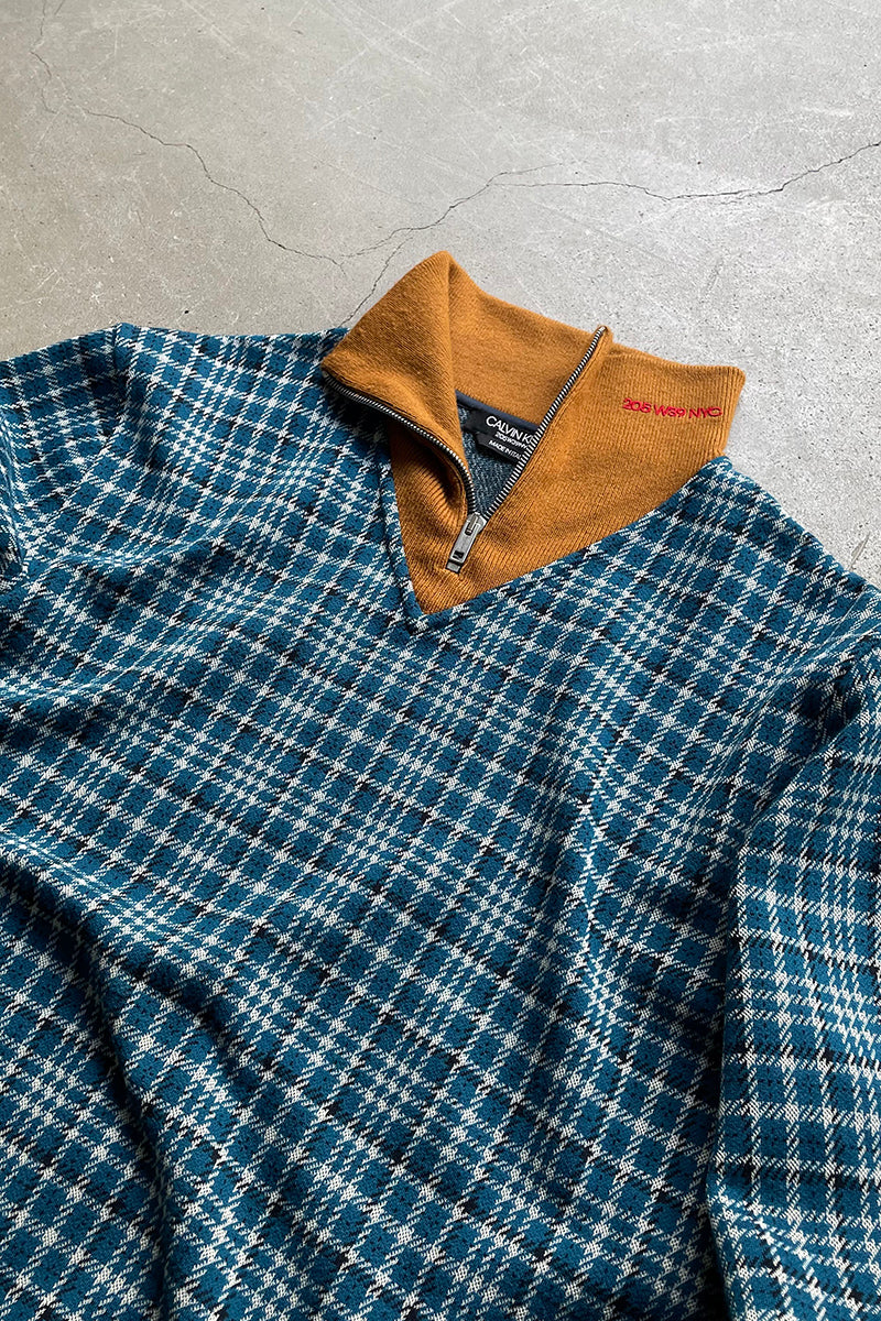 MADE IN ITALY 18S HALF-ZIP KNITTED SWEATSHIRT RAF SIMONS Period / CHECK[SIZE: L USED]