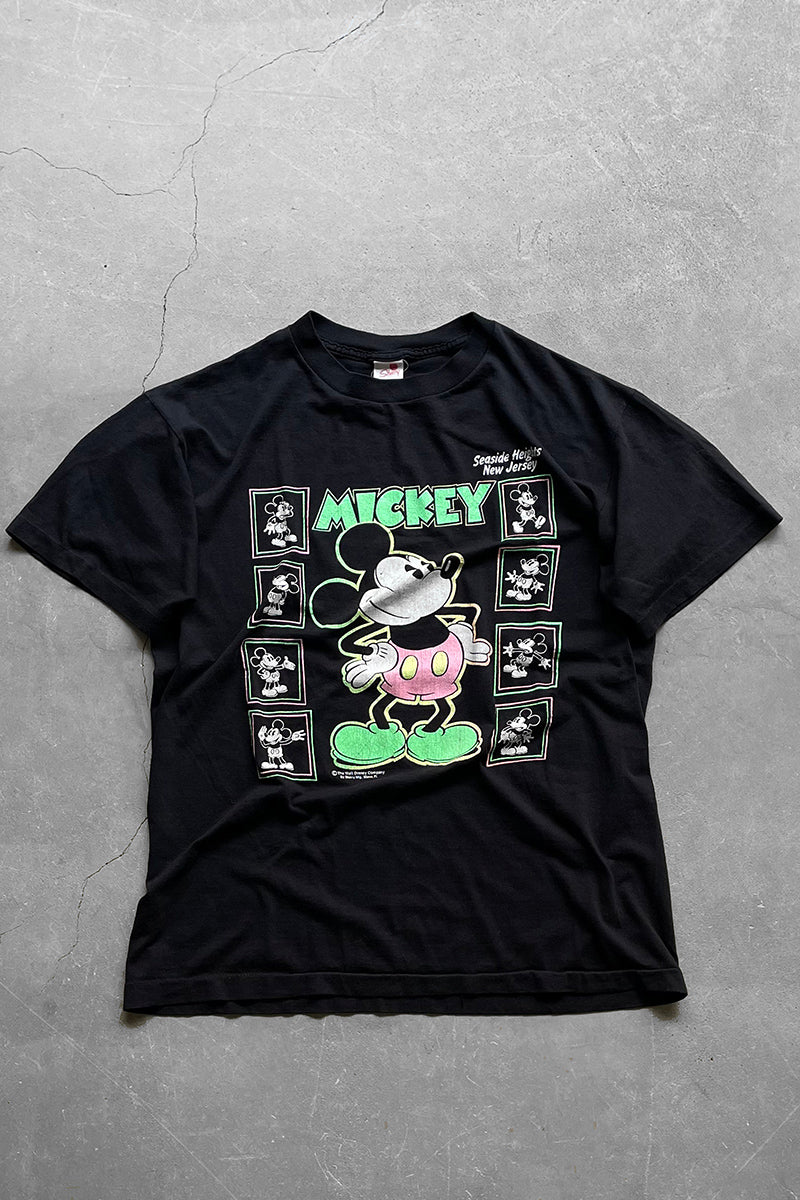 MADE IN USA 80'S MICKEY MOUSE CHARACTER T-SHIRT / BLACK [SIZE: L USED]