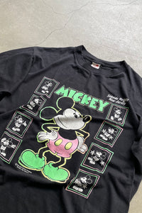 MADE IN USA 80'S MICKEY MOUSE CHARACTER T-SHIRT / BLACK [SIZE: L USED]