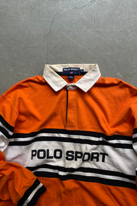 90'S L/S POLO SHIRT / ORANGE [SIZE: XL USED]