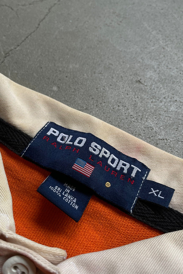 90'S L/S POLO SHIRT / ORANGE [SIZE: XL USED]