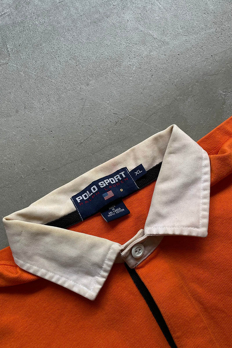 90'S L/S POLO SHIRT / ORANGE [SIZE: XL USED]