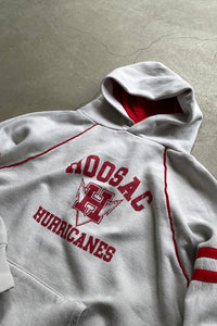 90'S HOOSAC HURRICANE TEAM LOGO RAGLAN SLEEVE SWEAT HOODIE / GRAY [SIZE: S USED]