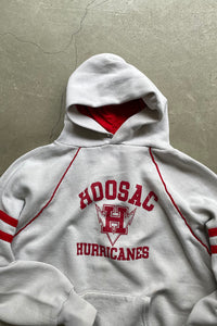 90'S HOOSAC HURRICANE TEAM LOGO RAGLAN SLEEVE SWEAT HOODIE / GRAY [SIZE: S USED]