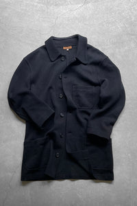 MADE IN ITALY 80'S KNIT JACKET  / BLACK [SIZE: 40 USED]
