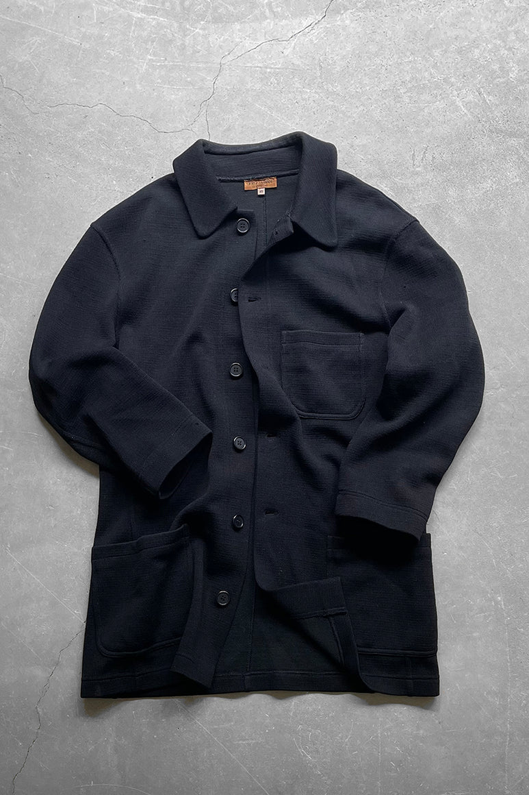 MADE IN ITALY 80'S KNIT JACKET  / BLACK [SIZE: 40 USED]