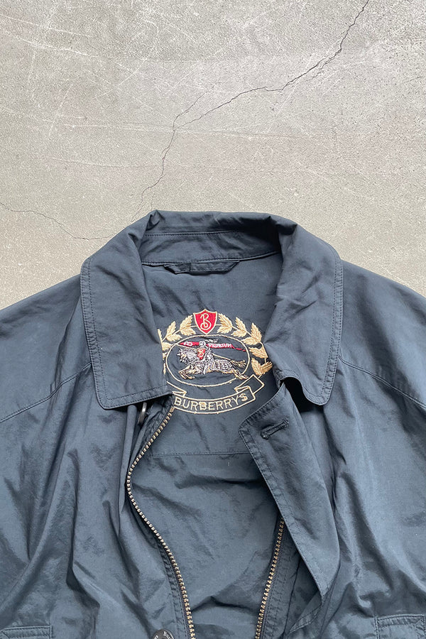 90'S ZIP UP NYLON JACKET / NAVY [SIZE: L USED]