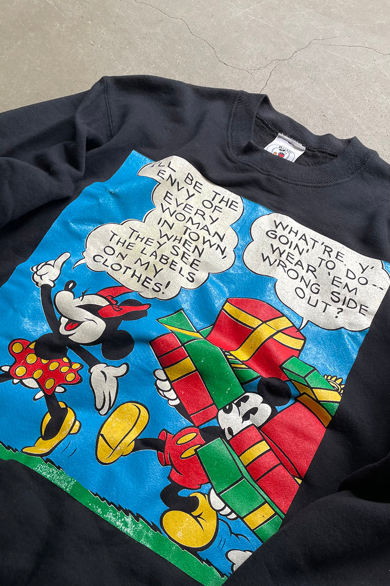 MADE IN USA 90'S MICKEY SWEATSHIRT / BLACK [SIZE: L USED]