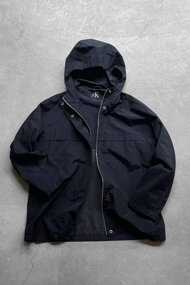 Y2K EARLY 00'S ZIP UP NYLON JACKET / BLACK [SIZE: XS USED]