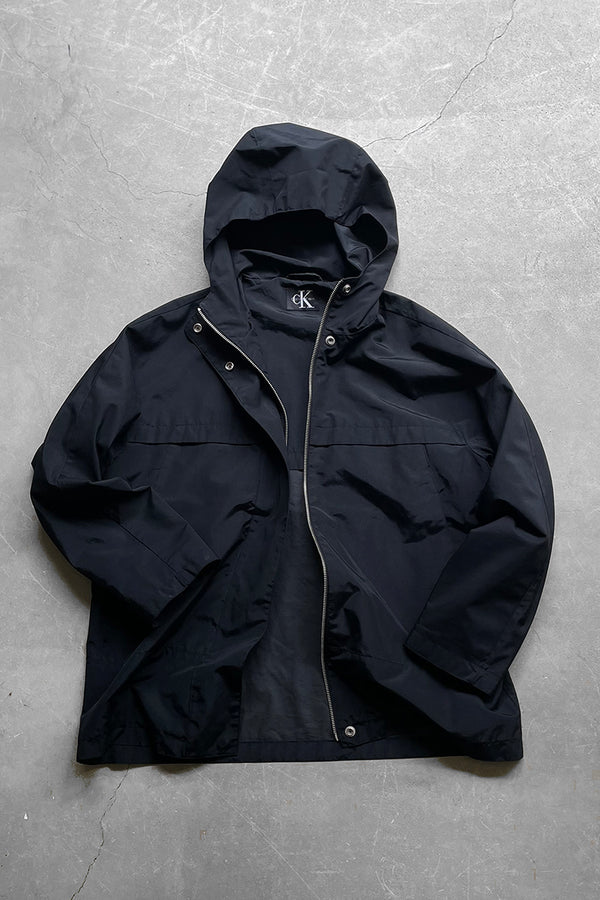 Y2K EARLY 00'S ZIP UP NYLON JACKET / BLACK [SIZE: XS USED]