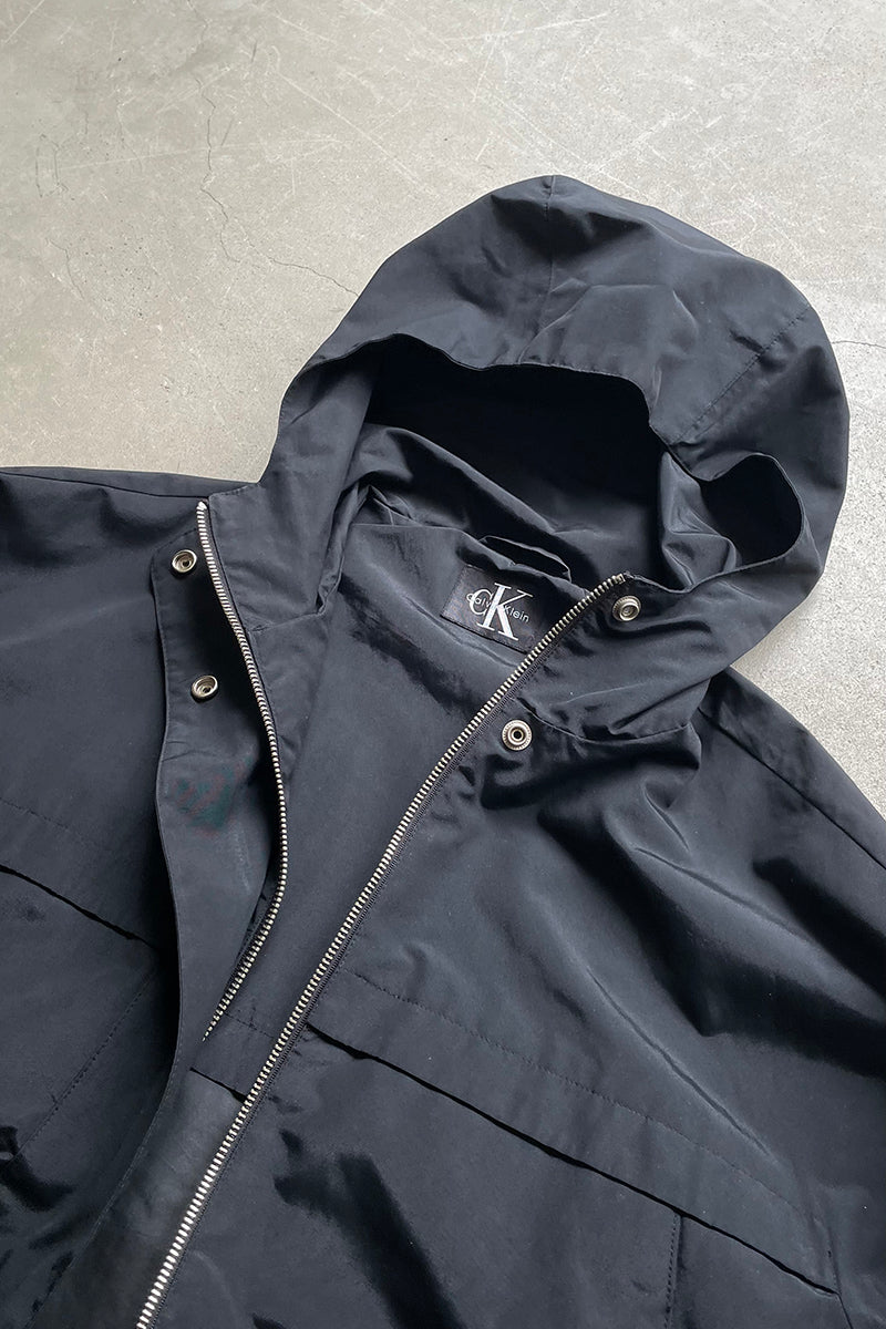 Y2K EARLY 00'S ZIP UP NYLON JACKET / BLACK [SIZE: XS USED]
