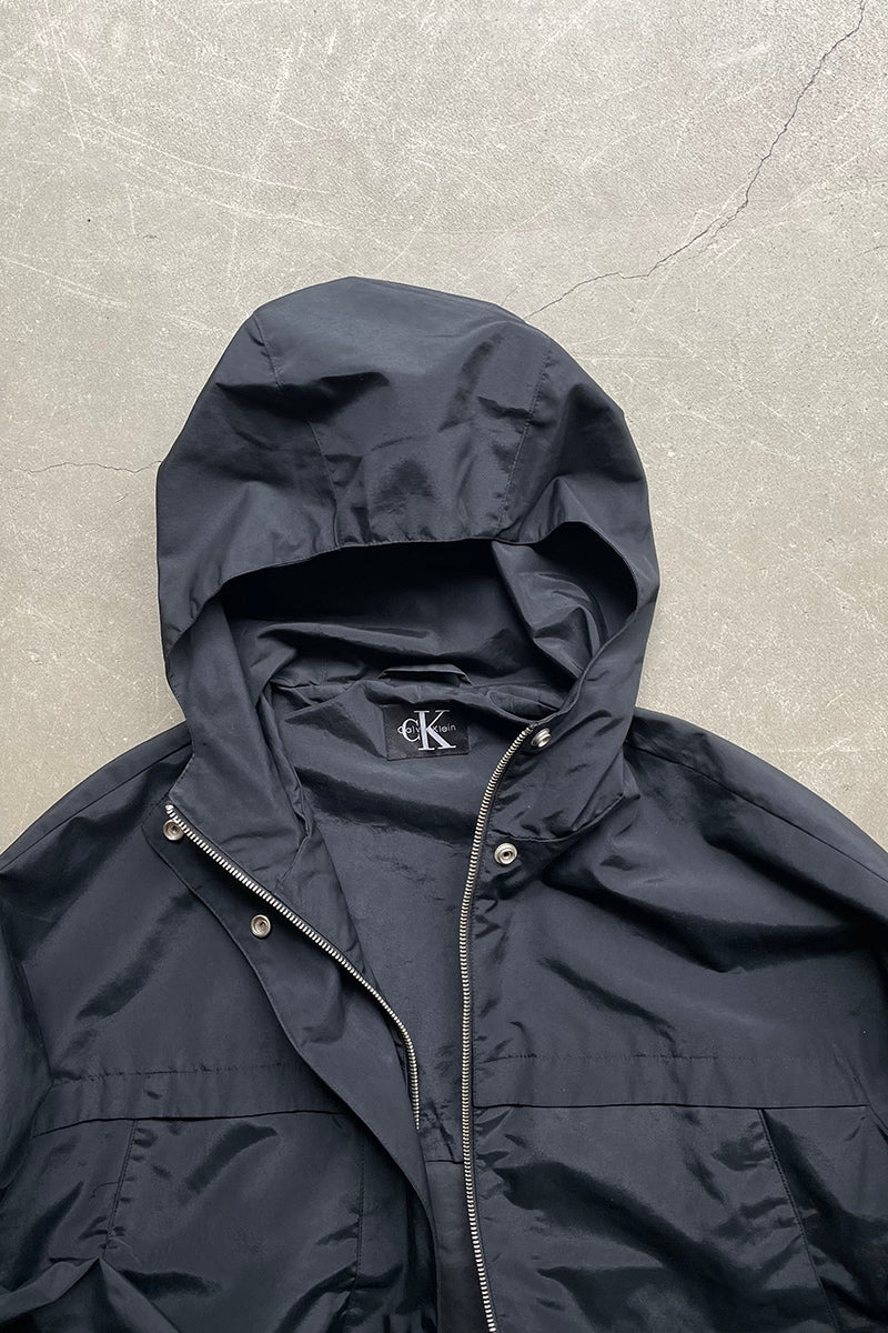 Y2K EARLY 00'S ZIP UP NYLON JACKET / BLACK [SIZE: XS USED]