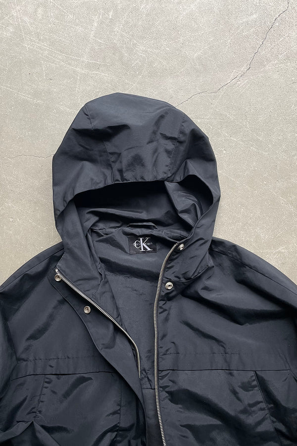 Y2K EARLY 00'S ZIP UP NYLON JACKET / BLACK [SIZE: XS USED]