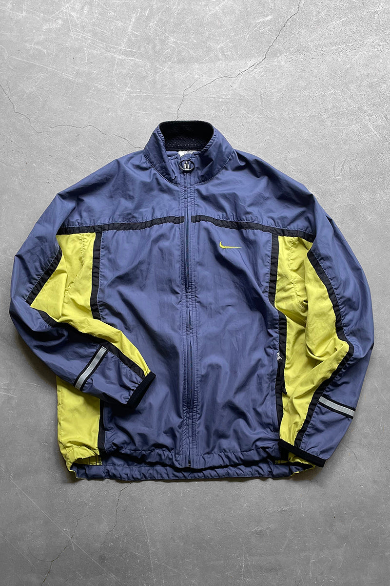 90'S ZIP UP NYLON JACKET / NAVY [SIZE: BOYS SIZE XS USED]