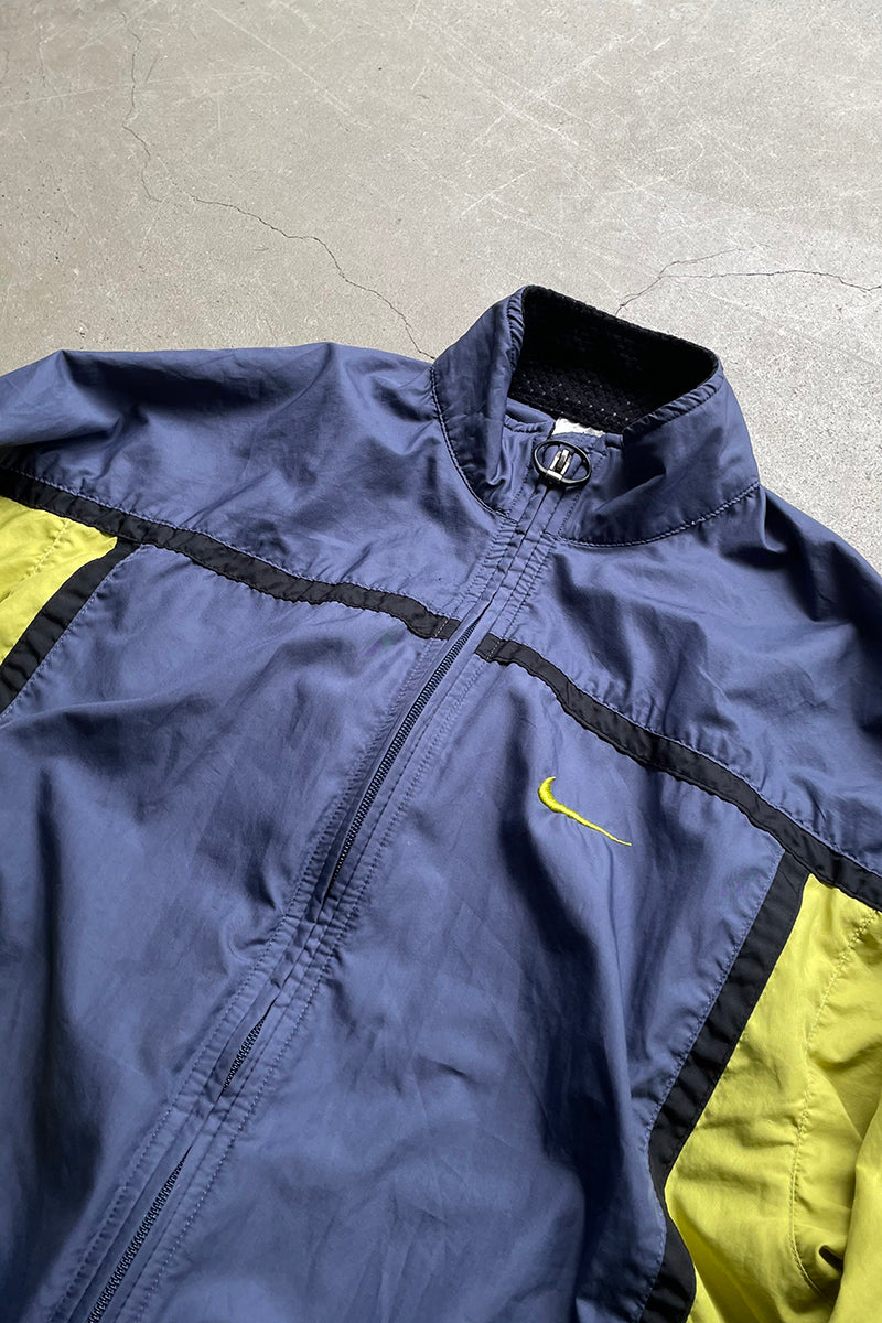 90'S ZIP UP NYLON JACKET / NAVY [SIZE: BOYS SIZE XS USED]