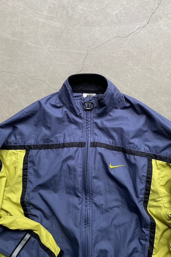 90'S ZIP UP NYLON JACKET / NAVY [SIZE: BOYS SIZE XS USED]