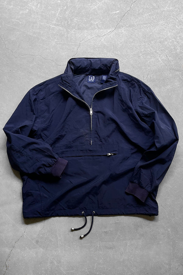 90'S PULL OVER NYLON JACKET / NAVY [SIZE: S USED]