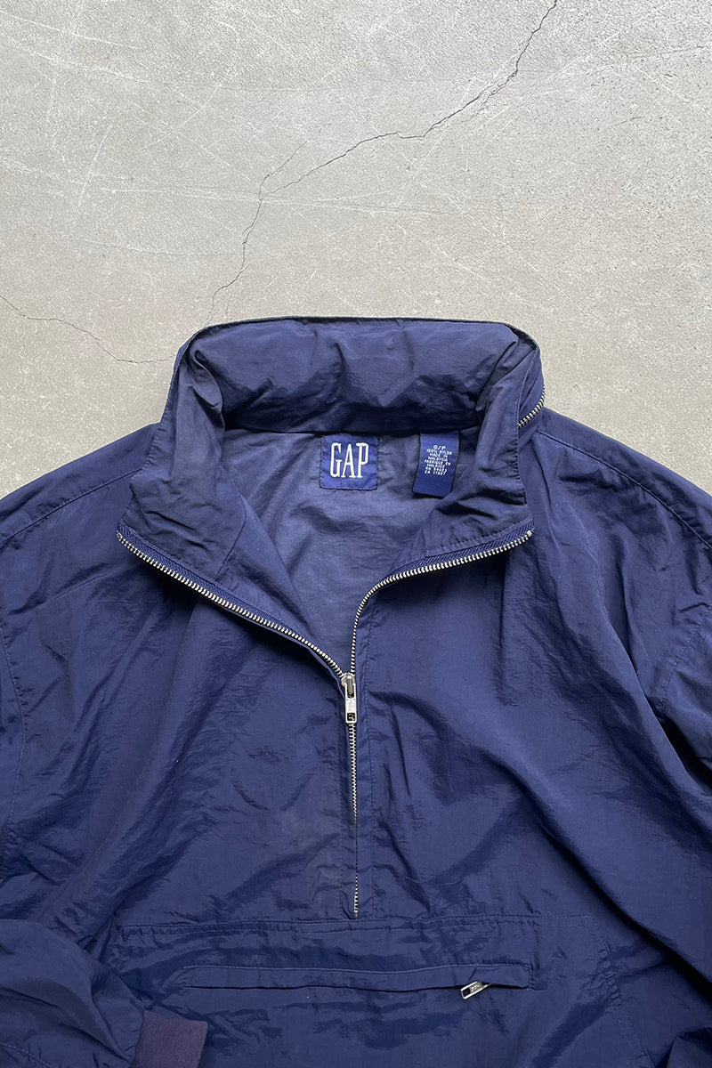 90'S PULL OVER NYLON JACKET / NAVY [SIZE: S USED]