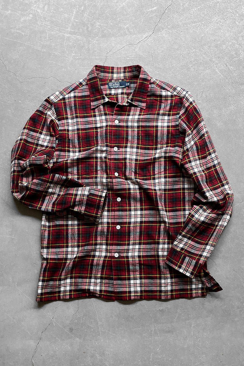 90'S COTTON FLANNEL SHIRT / CHECK [SIZE: M USED]
