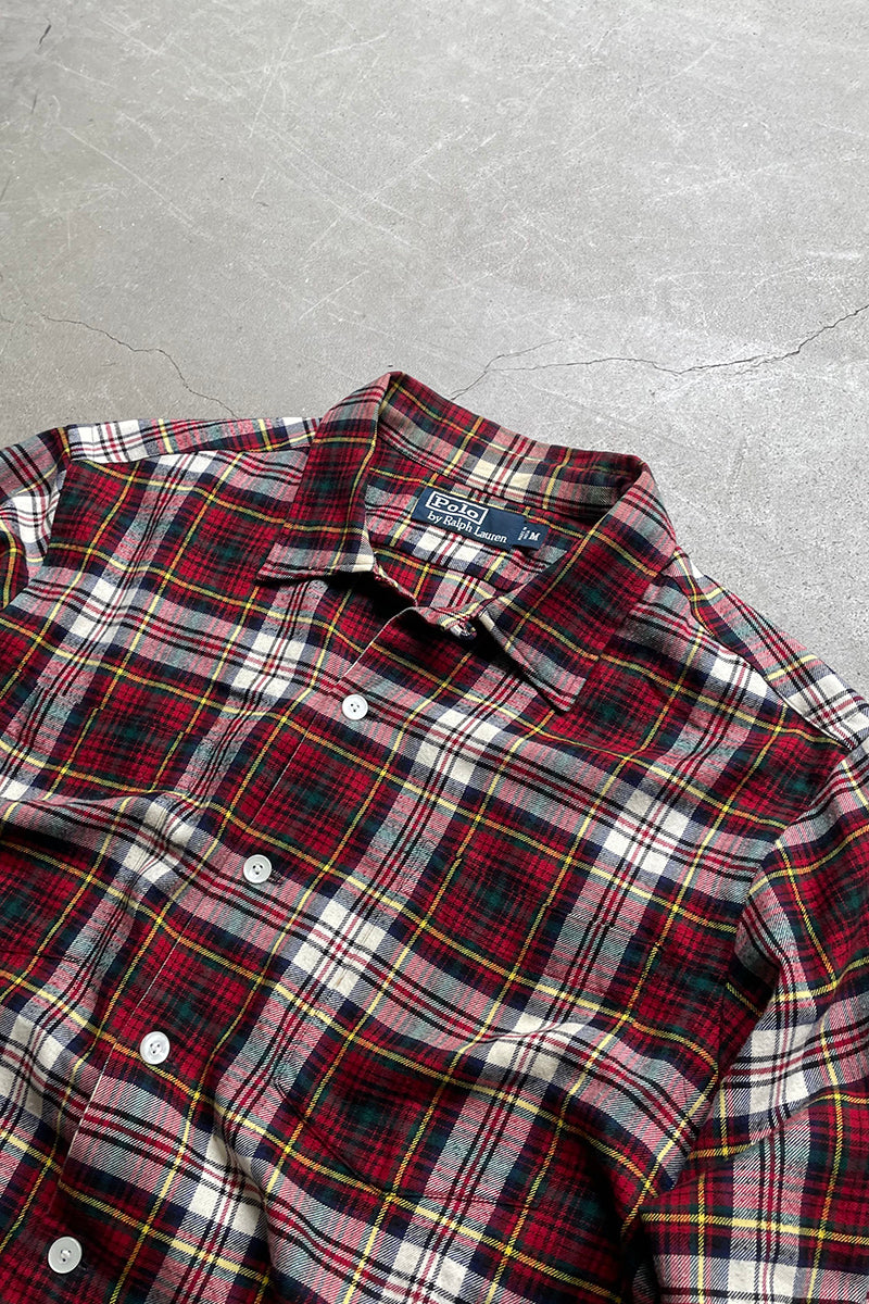 90'S COTTON FLANNEL SHIRT / CHECK [SIZE: M USED]