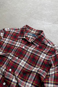 90'S COTTON FLANNEL SHIRT / CHECK [SIZE: M USED]