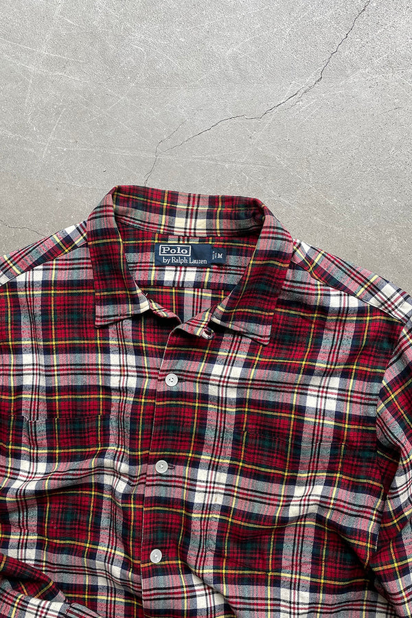90'S COTTON FLANNEL SHIRT / CHECK [SIZE: M USED]