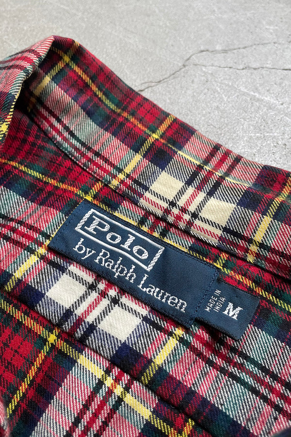 90'S COTTON FLANNEL SHIRT / CHECK [SIZE: M USED]